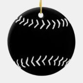 Softball-Silhouette-Verzierungs-Schwarzes Keramik Ornament (Hinten)