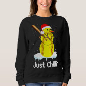 Softball Snowman Just Chillin WeihnachtsSoftball Sweatshirt (Vorderseite)