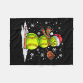 Softball Snowman Softball Player Santa Hat Christm Fleecedecke (Vorderseite (Horizontal))