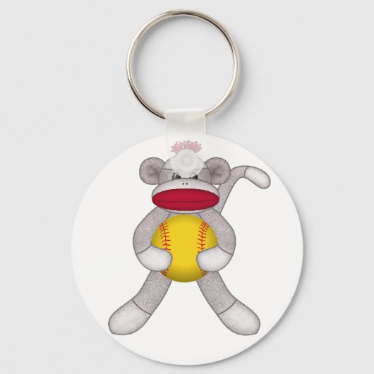 Softball Sock Monkey Schlüsselanhänger (Vorderseite)