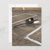 Softball, Softball, Handschuh und Fledermaus am Zu Postkarte (Vorne/Hinten)