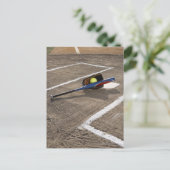 Softball, Softball, Handschuh und Fledermaus am Zu Postkarte (Stehend Vorderseite)
