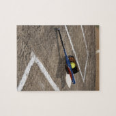 Softball, Softball, Handschuh und Fledermaus am Zu Puzzle (Horizontal)