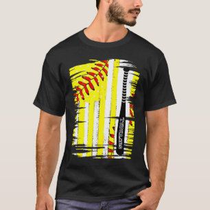 Softball Softball Player US Flag Thread Sport Coac T-Shirt