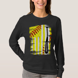 Softball Softball-Spieler US-Flagge Themen-Sport-C T-Shirt