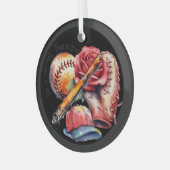 Softball Sommer Ornament Aus Glas (Vorderseite links)
