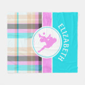 Softball Sommertester der Mädchen mit Monogramm Fleecedecke (Vorderseite (Horizontal))