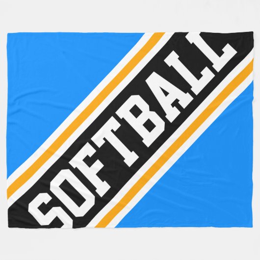 SOFTBALL Spaß Coole, helle blaue schwarze Racing S Fleecedecke (Vorderseite (Horizontal))