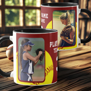 Softball-Spieler Name Nummer Team 2 Fotos Tasse