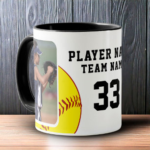 Softball-Spieler Name Nummer Team 2 Fotos Tasse