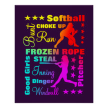 Softball Sports Terms Rainbow Cool Typografie