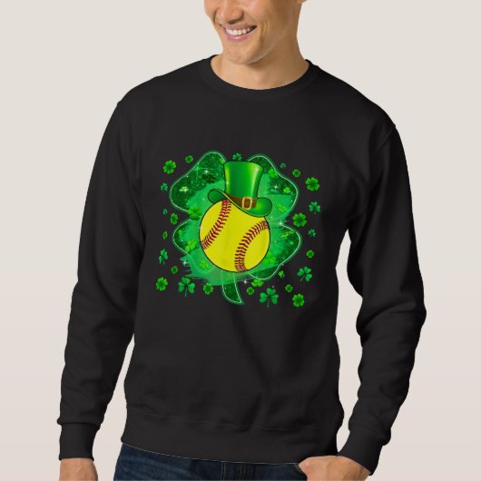 Softball St Patricks Day Leprechaun Shamrock Boys Sweatshirt (Vorderseite)