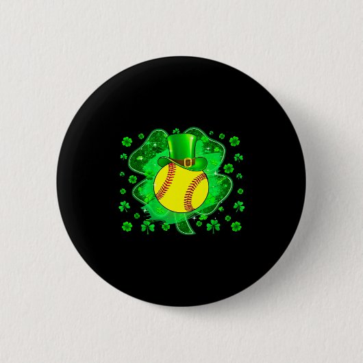 Softball St. Patrick's Day Leprechaun Shamrock Jun Button (Vorderseite)