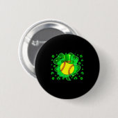 Softball St. Patrick's Day Leprechaun Shamrock Jun Button (Vorne & Hinten)
