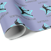 Softball-Star Geschenkpapier (Rolleneckpunkt)