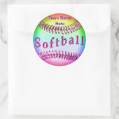Softball-Sticker mit IHREM TEAM-NAMEN Runder Aufkleber (Tasche)