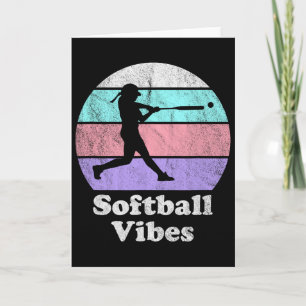 Softball Stimmung Retro Vintage Mädchen oder Fraue Karte