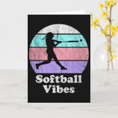Softball Stimmung Retro Vintage Mädchen oder Fraue Karte (Gelbe Blume)