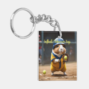 Softball-Superstar: Das große Spiel des Meerschwei Schlüsselanhänger