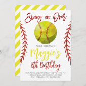 Softball-Swing über Geburtstag Einladung (Vorne/Hinten)