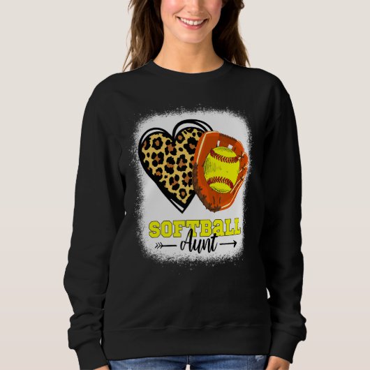 Softball Tante gebleicht Leopard Herzhandschuh Sof Sweatshirt (Vorderseite)