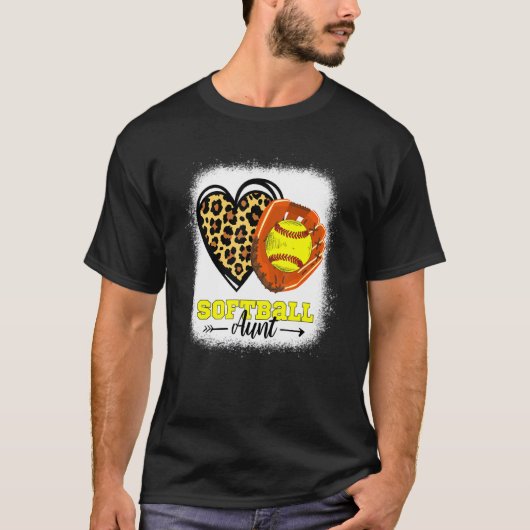 Softball Tante gebleicht Leopard Herzhandschuh Sof T-Shirt (Vorderseite)
