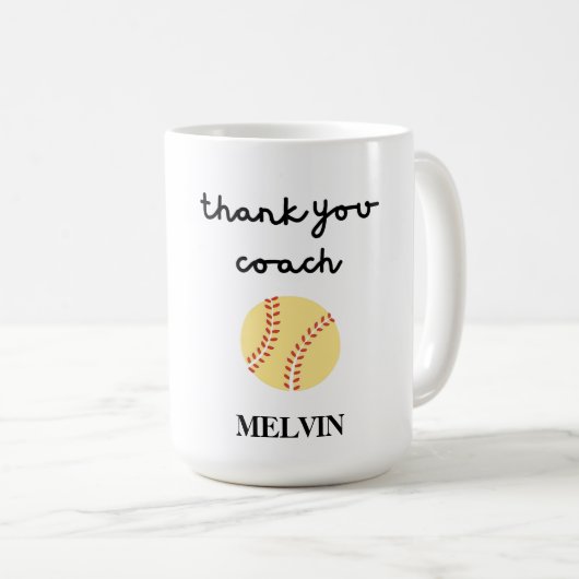 Softball-Tasse für Sporttrainer, Danke, Geschenk Kaffeetasse (VorderseiteRechts)