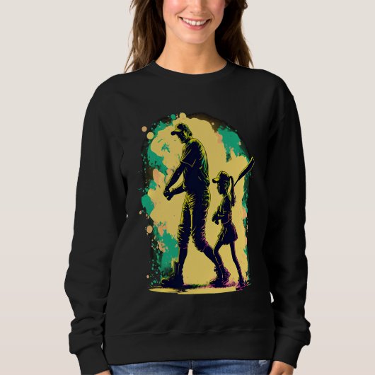 Softball Team Fans Father And Daughter Playing 1 Sweatshirt (Vorderseite)