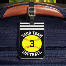 Softball Team Name und Spielernummer Schnelltasche