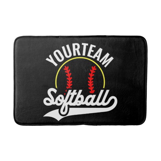 Softball Team Player ADD NAME Personalisierte Liga Badematte (Vorderseite)