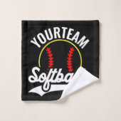 Softball Team Player ADD NAME Personalisierte Liga Badhandtuch Set (Waschlappen)