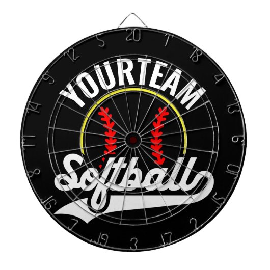 Softball Team Player ADD NAME Personalisierte Liga Dartscheibe (vorne)