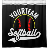Softball Team Player ADD NAME Personalisierte Liga Duschvorhang (Vorderseite)