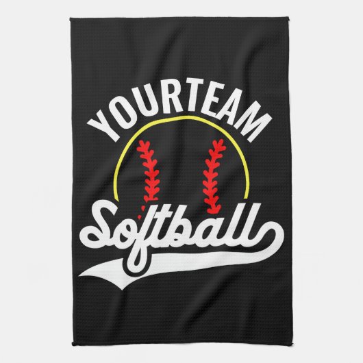 Softball Team Player ADD NAME Personalisierte Liga Geschirrtuch (Vertikal)