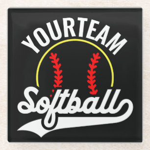 Softball Team Player ADD NAME Personalisierte Liga Glasuntersetzer