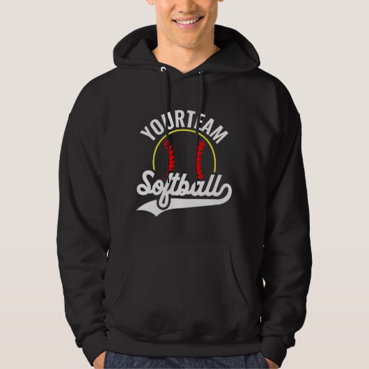 Softball Team Player ADD NAME Personalisierte Liga Hoodie (Vorderseite)