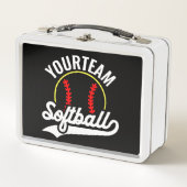 Softball Team Player ADD NAME Personalisierte Liga Metall Brotdose (Vorderseite)