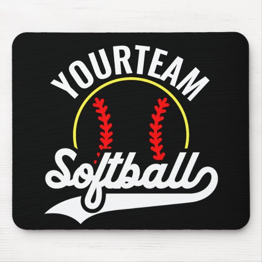 Softball Team Player ADD NAME Personalisierte Liga Mousepad (Vorne)