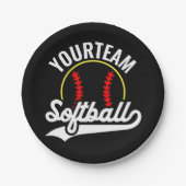 Softball Team Player ADD NAME Personalisierte Liga Pappteller (Vorderseite)