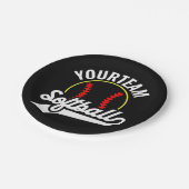 Softball Team Player ADD NAME Personalisierte Liga Pappteller (Schrägansicht)