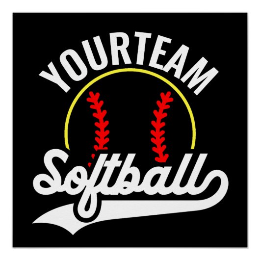 Softball Team Player ADD NAME Personalisierte Liga Poster (Vorderseite)