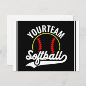 Softball Team Player ADD NAME Personalisierte Liga Postkarte (Vorne/Hinten)