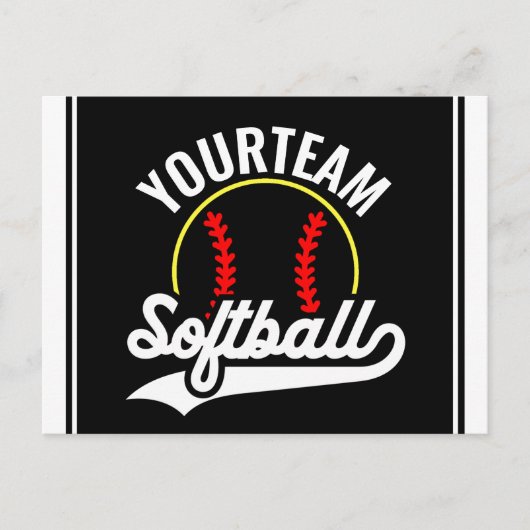 Softball Team Player ADD NAME Personalisierte Liga Postkarte (Vorderseite)