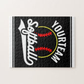 Softball Team Player ADD NAME Personalisierte Liga Puzzle (Horizontal)