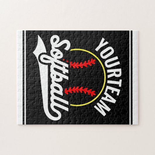 Softball Team Player ADD NAME Personalisierte Liga Puzzle (Horizontal)