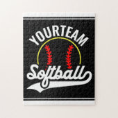 Softball Team Player ADD NAME Personalisierte Liga Puzzle (Vertikal)