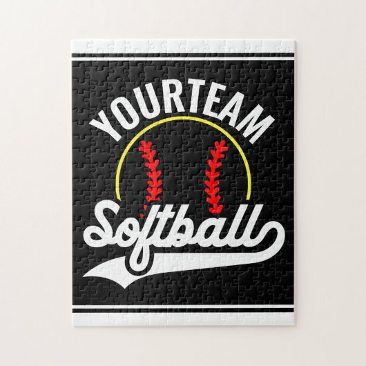 Softball Team Player ADD NAME Personalisierte Liga Puzzle (Vertikal)
