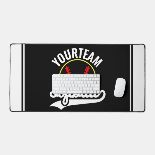 Softball Team Player ADD NAME Personalisierte Liga Schreibtischunterlage (Tastatur & Maus)