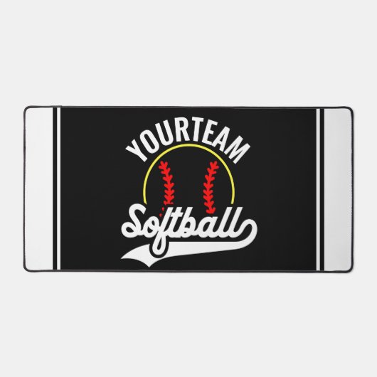 Softball Team Player ADD NAME Personalisierte Liga Schreibtischunterlage (Vorderseite)