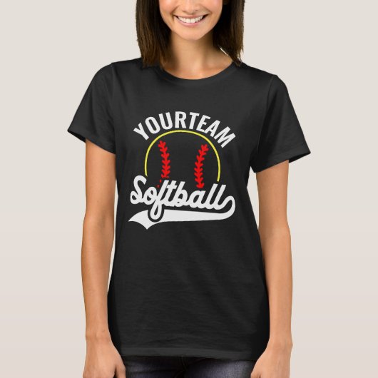 Softball Team Player ADD NAME Personalisierte Liga T-Shirt (Vorderseite)